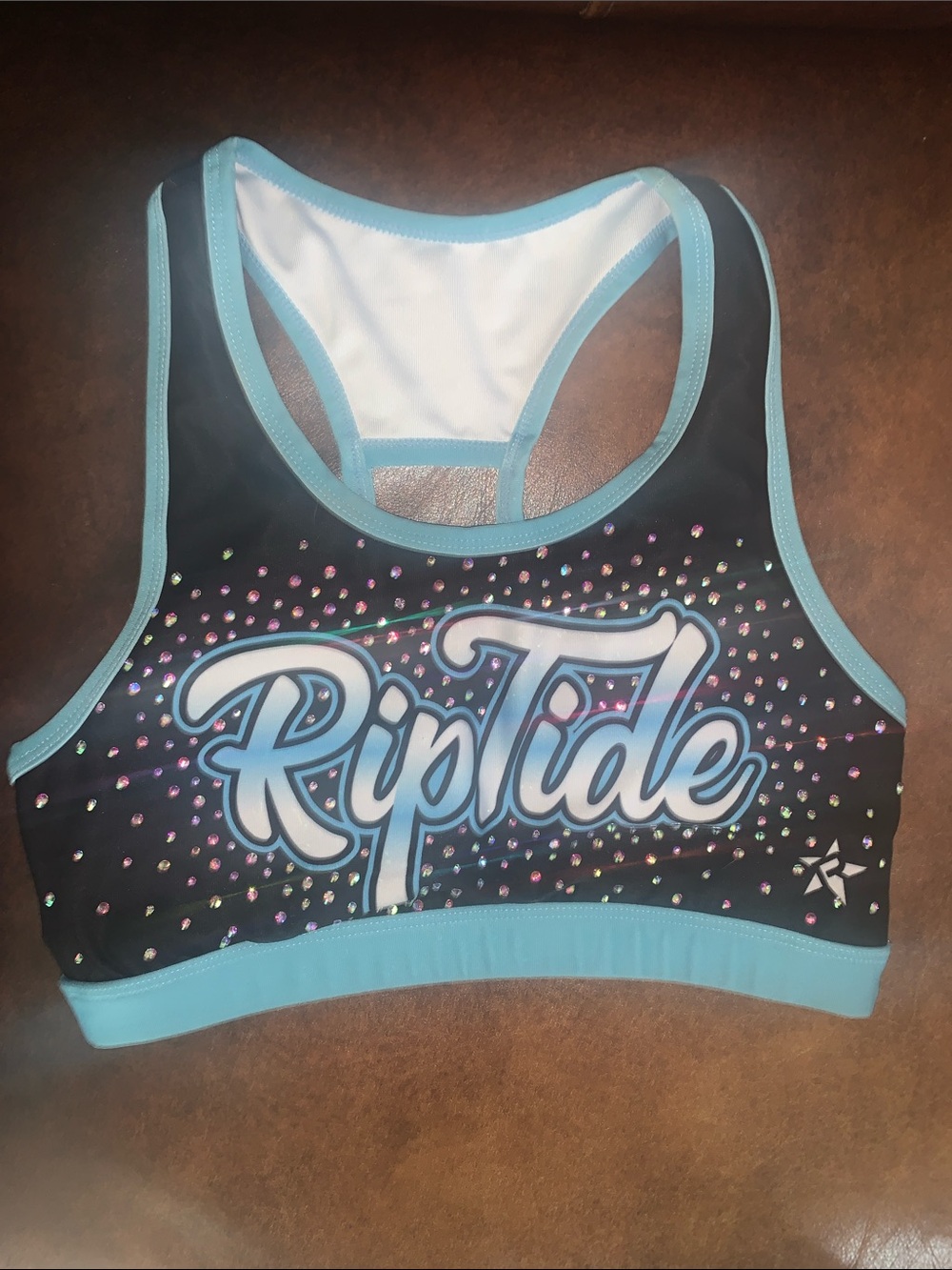 Women's Black & Light Blue RipTide Sports Bikini Top